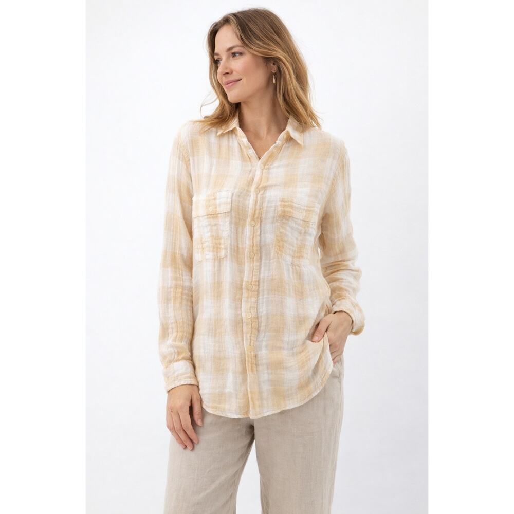 B47 CP Shades Vintage Cotton Tunic Shirt Small Plaid Button Down Travel Relaxed